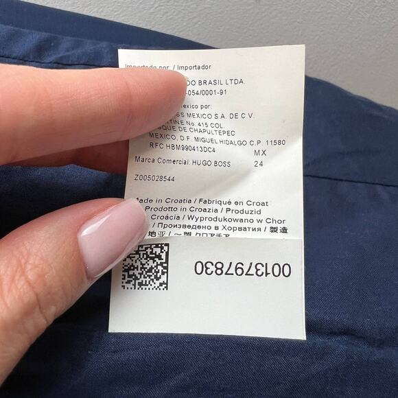 HUGO BOSS Navy Blue Jaellesa Virgin Wool-Blend Blazer 2-Button Single Breasted 2 - Picture 9 of 9